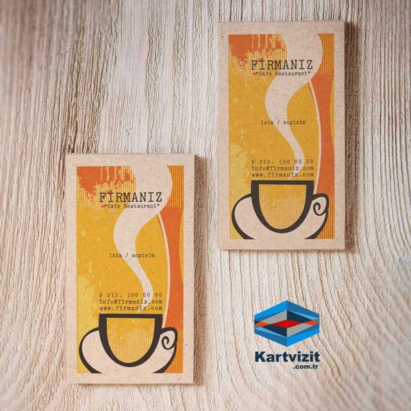 Kraft Kartvizit Cafe Sarı Siyah